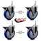 Service Caster 5 Inch Blue Polyurethane 38 Inch Threaded Stem Caster Set with Brake SCC-TS20S514-PPUB-BLUE-PLB-381615-4 - alternate 2